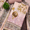 Lovely Baby Pink Cotton Printed Semi-Stitched Straight Salwar Suit with Dupatta