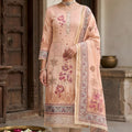 Admirable Peach Cotton Printed Semi-Stitched Straight Salwar Suit with Dupatta