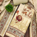 Fantastic Beige Cotton Printed Semi-Stitched Straight Salwar Suit with Dupatta