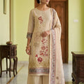 Fantastic Beige Cotton Printed Semi-Stitched Straight Salwar Suit with Dupatta