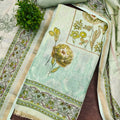 Latest Off-White Cotton Printed Semi-Stitched Straight Salwar Suit with Blue Dupatta