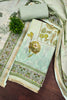 Latest Off-White Cotton Printed Semi-Stitched Straight Salwar Suit with Blue Dupatta