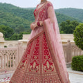 Stunning Red Silk Embroidered Bridal Lehenga Choli with Soft Net Dupatta