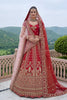  Stunning Red Silk Embroidered Bridal Lehenga Choli with Soft Net Dupatta