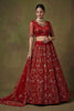 Luxury Red Net Embroidered Bridal Lehenga Choli with Soft Net Dupatta