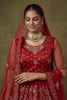 Luxury Red Net Embroidered Bridal Lehenga Choli with Soft Net Dupatta