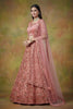 Amazing Peach Net Embroidered Bridal Lehenga Choli with Soft Net Dupatta