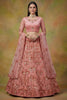 Amazing Peach Net Embroidered Bridal Lehenga Choli with Soft Net Dupatta