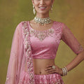 Elegant Pink Net Embroidered Bridal Lehenga Choli with Soft Net Dupatta