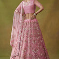 Elegant Pink Net Embroidered Bridal Lehenga Choli with Soft Net Dupatta