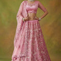 Elegant Pink Net Embroidered Bridal Lehenga Choli with Soft Net Dupatta