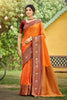 Orange Saree with Maroon Blouse Traditional Silk Saree