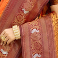 Orange Saree with Maroon Blouse Traditional Silk Saree