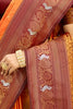 Orange Saree with Maroon Blouse Traditional Silk Saree