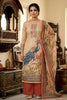 Elegant Beige Linen Cotton Printed Semi-Stitched Straight Salwar Suit with Dupatta