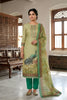 Graceful Pista Green Linen Cotton Printed Semi-Stitched Straight Salwar Suit with Dupatta