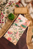 Lovely Peach Linen Cotton Floral Printed Semi-Stitched Straight Salwar Suit with Dupatta