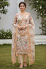 Lovely Peach Linen Cotton Floral Printed Semi-Stitched Straight Salwar Suit with Dupatta