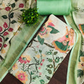 Fresh Mint Green Linen Cotton Floral Printed Semi-Stitched Straight Salwar Suit with Dupatta
