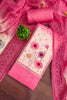 Vibrant Rani Pink Linen Cotton Floral Printed Semi-Stitched Straight Salwar Suit with Dupatta
