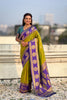 Green Purple Banarasi Silk Saree with Rich Golden Zari Border