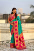 Green Rani Pink Banarasi Silk Saree with Rich Gold Zari Border