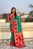 Green Rani Pink Banarasi Silk Saree with Rich Gold Zari Border 