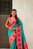 Green Rani Pink Banarasi Silk Saree with Rich Gold Zari Border