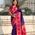 Royal Purple Rani Pink Banarasi Silk Saree with Rich Gold Zari Border