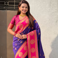 Royal Purple Rani Pink Banarasi Silk Saree with Rich Gold Zari Border