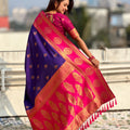 Royal Purple Rani Pink Banarasi Silk Saree with Rich Gold Zari Border