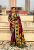 Maroon Green Silk Saree with Gold Zari Work Traditional Saree