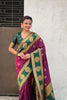 Maroon Green Silk Saree with Gold Zari Work Traditional Saree