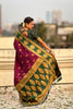 Maroon Green Silk Saree with Gold Zari Work Traditional Saree