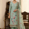 Fresh Mint Green Linen Cotton Printed Semi-Stitched Straight Salwar Suit with Dupatta
