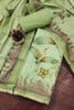 Beautiful Pista Green Linen Cotton Printed Semi-Stitched Straight Salwar Suit with Dupatta