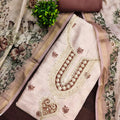 Fancy Off White Linen Cotton Floral Printed Semi-Stitched Straight Salwar Suit with Dupatta