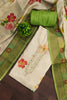 Delicate Off White Linen Cotton Floral Printed Semi-Stitched Straight Salwar Suit with Dupatta