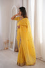 Bright Yellow Embroidered Saree Soft Wear Saree with Elegant Border