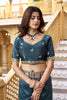 Teal Blue Embroidered Saree Saree Rich Designer Border