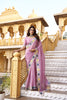 Pink Organza Saree Multicolor Embroidered Border Designer Party Wear