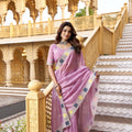 Pink Organza Saree Multicolor Embroidered Border Designer Party Wear