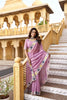 Pink Organza Saree Multicolor Embroidered Border Designer Party Wear