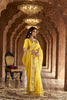 Bright Yellow Organza Saree Multicolor Embroidered Border