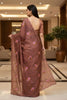 Coffee Brown Floral Embroidered Saree Designer Saree