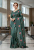 Dark Green Floral Embroidered Saree Designer Saree
