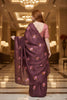 Wine Purple Floral Embroidered Saree Designer Saree