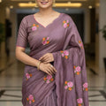 Elegant Mauve Floral Embroidered Saree Designer Saree