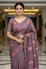 Elegant Mauve Floral Embroidered Saree Designer Saree