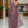 Elegant Mauve Floral Embroidered Saree Designer Saree